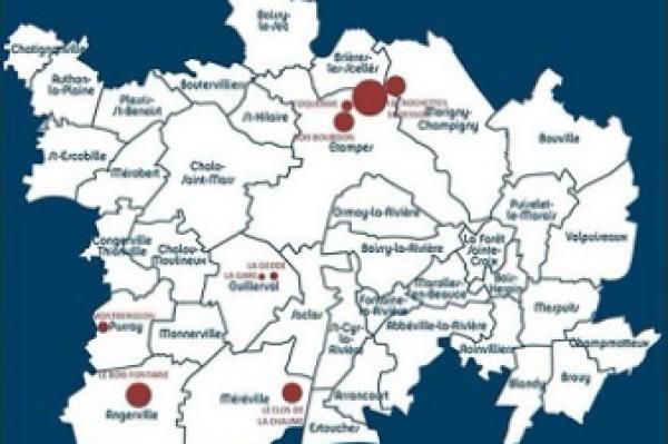 Carte des 38 communes de la CAESE