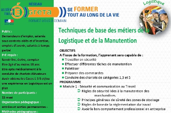 Formation Aux Techniques De Base Des Metiers De La Logistique
