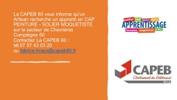 Un Artisant recherche un apprenti en CAP peintre - solier moquetiste